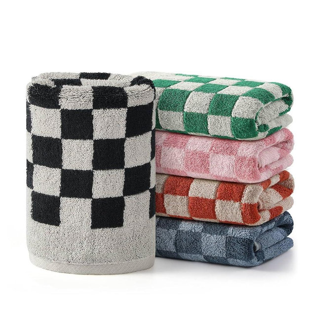 REDKISS 5 Pack Checkered Hand Towel Set - Decorative Hand Towels for Bathroom, 100% Cotton Towel Soft Absorbent, Retro Decorative Bathroom Towel for Kitchen, Gym, and Spa