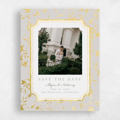 Stone Gray, Grey Wedding Save the Date - Vasara Photo Foil