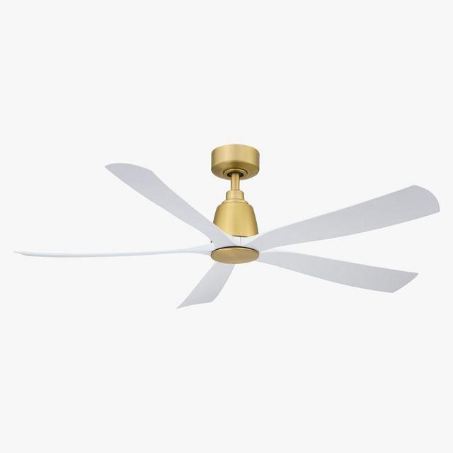 Kute 52" Indoor/Outdoor Ceiling Fan, Brushed Satin Brass W/Matte White BLD