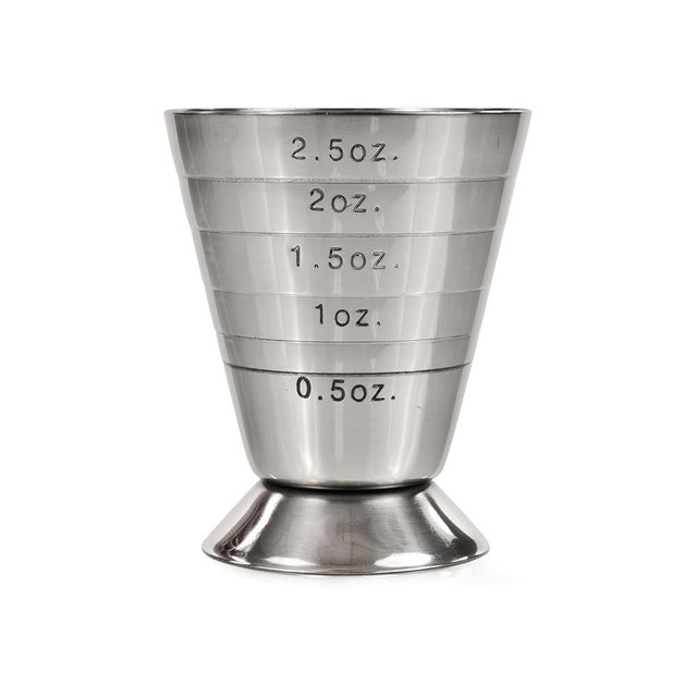 True Trio Multi-Unit Drink Measure, Shot Measuring Cup with Oz, Ml, and Tbsp Markings, Stainless Steel 2.5oz Set of 1