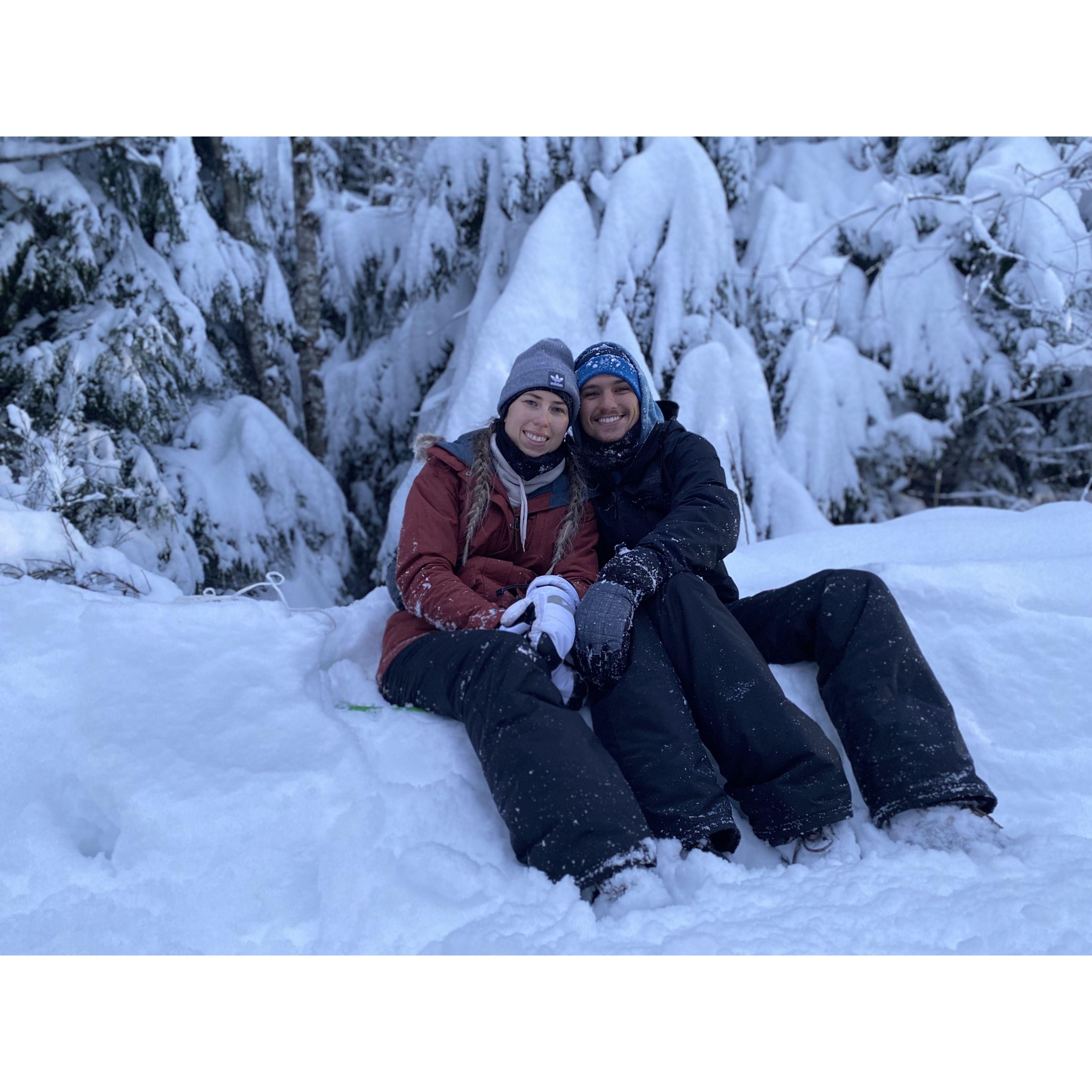 Trevor gets to sled!