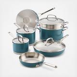 Color-Finished Stainless Steel 3-Ply Base 11-Piece Cookware Set