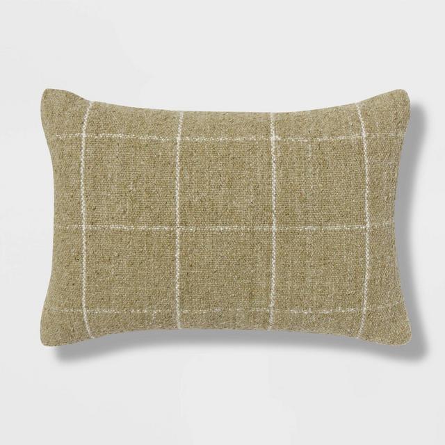 Oblong Windowpane Woven Decorative Throw Pillow Green - Threshold™