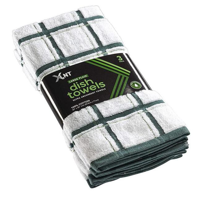 XLNT Green Large Kitchen Towels (6 Pack) - 100% Cotton Dish Towels | 20" x 28" | Ultra Absorbent Dishcloths Sets of Hand Towels/Tea Towels for Everyday Scrubbing | Quick Drying Kitchen Washcloths
