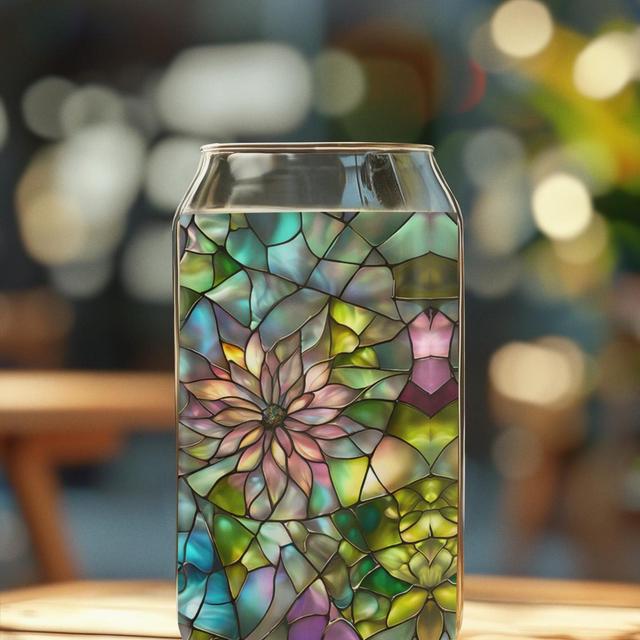 Stained Glass Tumblers, Sipper Glass, 16oz - Colorful Drinkware Set for Parties, Glass Art Decor, Handcrafted Glassware, Kitchen