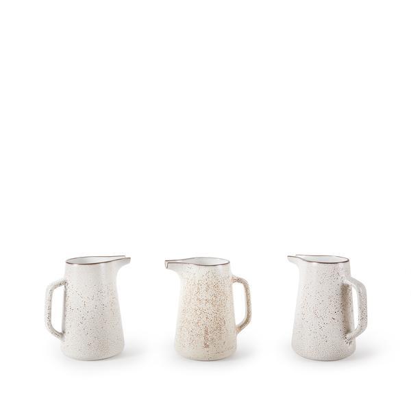 Large Pitcher in Opaque White and Matte Brown