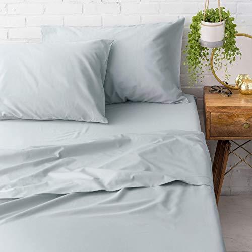 Welhome Queen Size Sheet Set of 4 Piece - 100% Cotton Percale - Breathable - Cool & Crisp - Deep Pocket - Easy fit - Flagstone