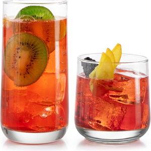 Libbey Ascent Tumbler and Rocks Drinking Glasses Set of 16, Glass Drinking Glasses with Curvature, Versatile Glassware Set for Parties and More