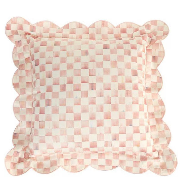 MacKenzie-Childs Check Reversible Scalloped Throw Pillow