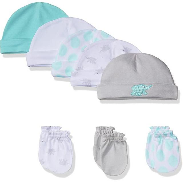 Luvable Friends Unisex Baby Cotton Caps and Scratch Mittens