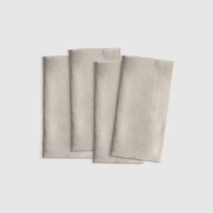 European Linen Wide-Hem Napkins, Set of 4 in Sand