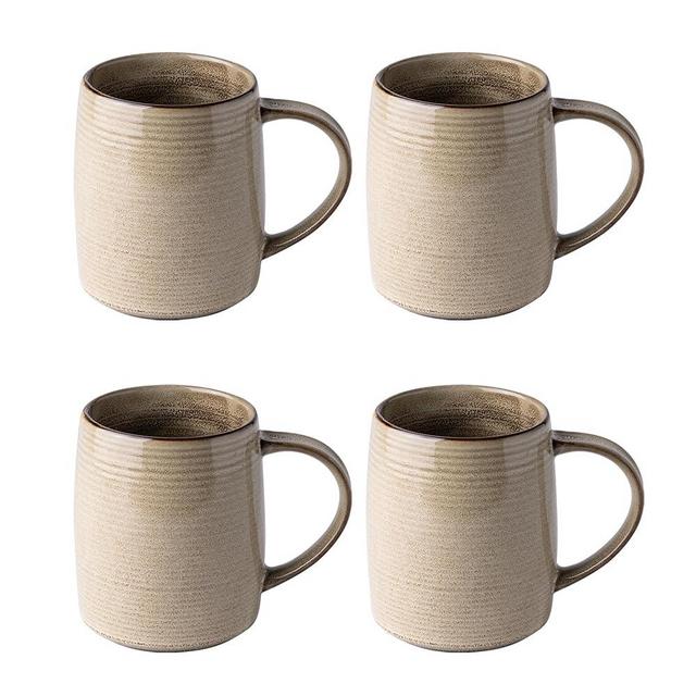 GBHOME Large Coffee Mugs Set of 4, 18oz Handmade Ceramic Coffee Mugs Set with Gradient color for Latte/Tea/Beer/Hot Cocoa, Dishwasher & Microwave Safe, Khaki