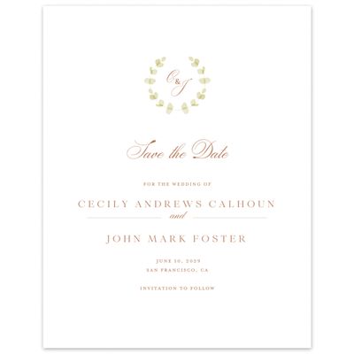 Ochre, White Wedding Digital Save the Date - Opalite Portrait