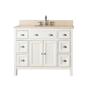 Hamilton 43 in. W x 22 in. D x 35 in. H Vanity in French White with Marble Vanity Top in Galala Beige with White Basin