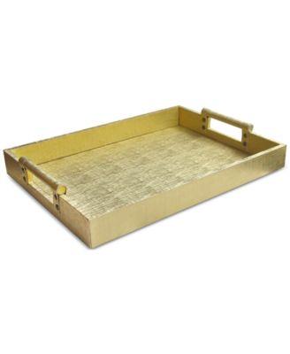 Jay Imports - Faux-Leather Rectangular Handled Tray