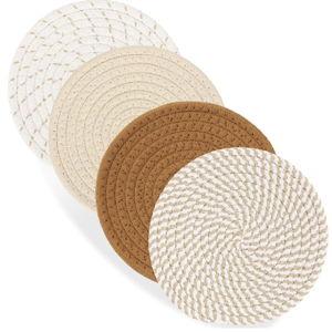 Billbotk 7" Trivets for Hot Dishes, Hot pots and Pans, 4 Heat Resistant Hot Pads, Pot Holders for Kitchen, Home Essentials for New Home and Farmhouse Decor, Fall Decorations for Home(Brown)