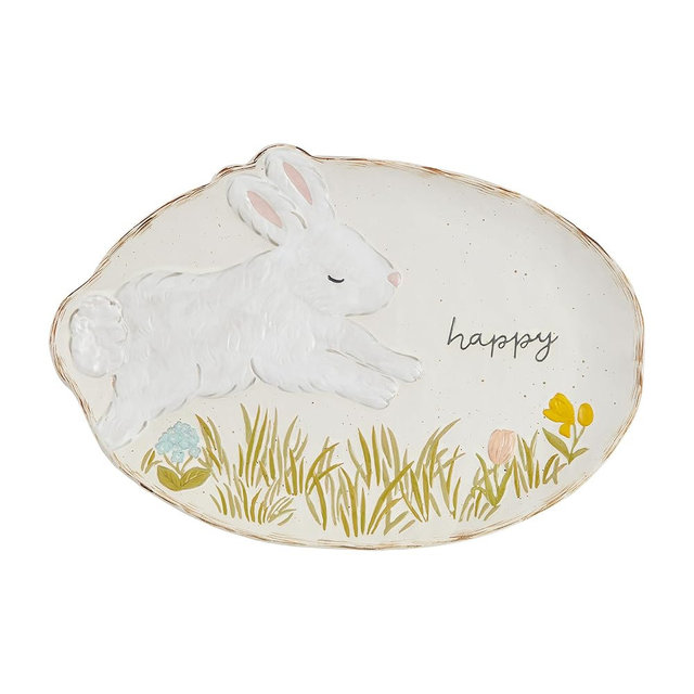 Mud Pie Stoneware Bunny Platter; 11" x 16"
