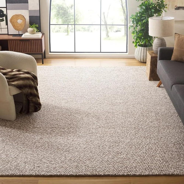 S & L Homes Wool Cotton Hand Woven Chunky Knit Popcorn Doormat/Rug - Ivory Contemporary mat for Front Porch Living Room (2' x 3' - Beige)