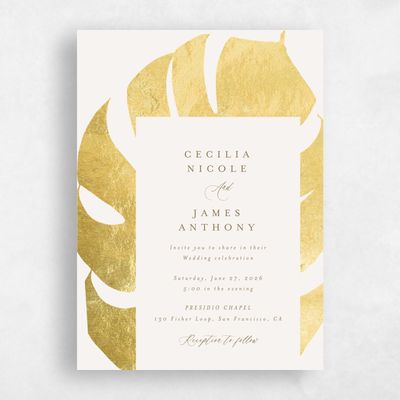 Light Oatmeal, Beige Wedding Invitation - Maui Portrait Foil
