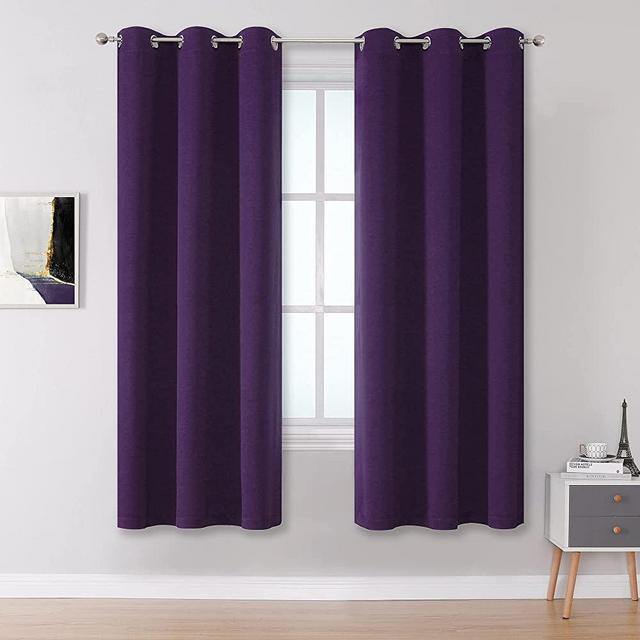 Royal Purple Dualife Blackout Curtain Panels for Window Treatment 63 Inch Length 2 Panels Set Thermal Insulated Room Darkening Bedroom Curtains Drapes for Living Room 42 x 63 Inch Grommet Top