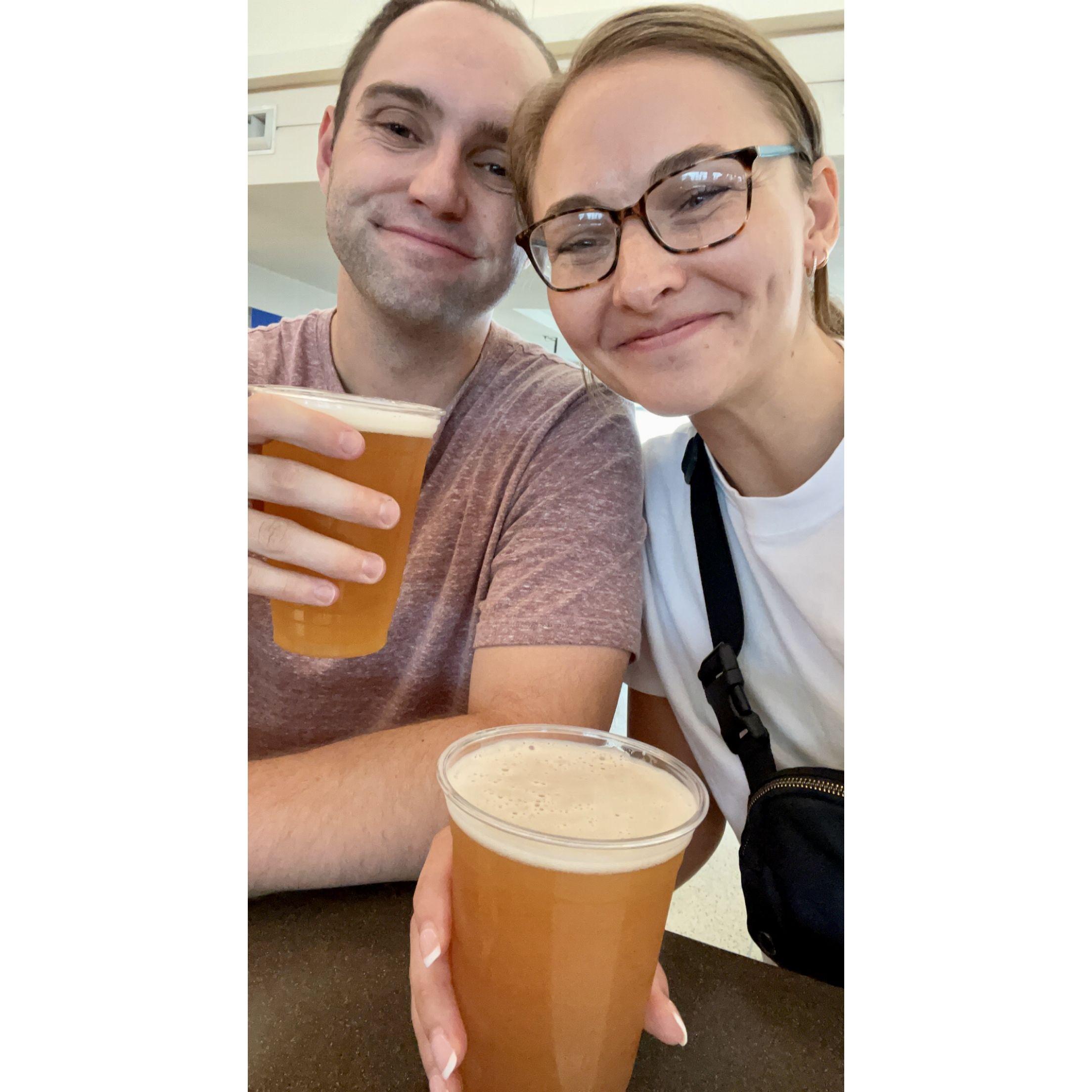 August 2022 - airport beers before our one-way flight to Las Vegas (where we lived for four months)!