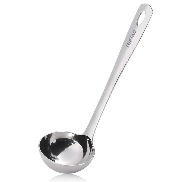 HIFIND Large Ladle Spoon 10.6 Inches Stainless Steel, Heavy Duty Mirror Polished Cooking Utensil, Dishwasher Safe, Kitchen Serving Tool, Rust-Resistant Metal Unique Soup Spoon