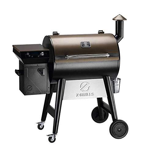 Z Grills ZPG-7002F 2021 Upgrade Wood Pellet Grill & Smoker, 8 in 1 BBQ Grill with PID Controller, Meat Probes, Hopper Clean-Out & Pellet View Window, inch Cooking Area, 700 sq in Bronze