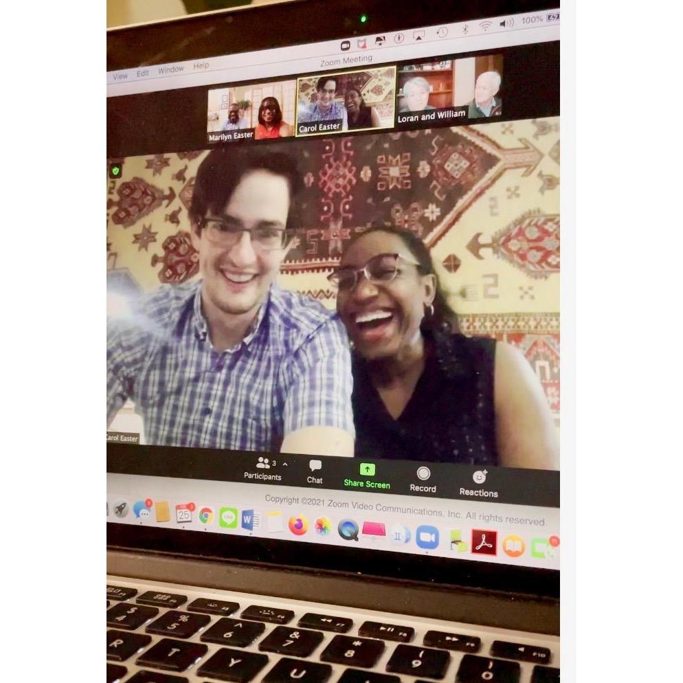 She said YES! Telling parents about getting engaged via Zoom.