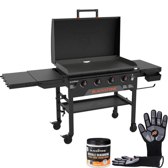 Blackstone 2322 Original Omnivore 36 Inch Griddle with Hood, 4-Burner Flat Top Grill, Propane Gas Grill with Seasoning, and Blackstone Griddle Gloves