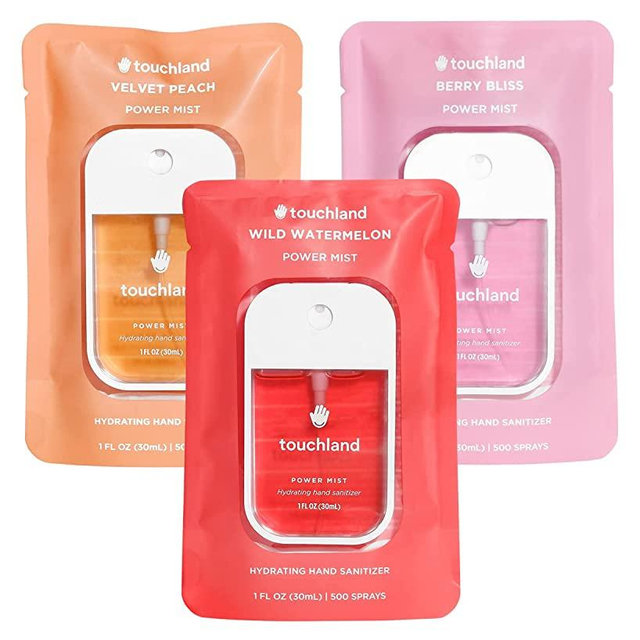 Touchland Power Mist Hydrating Hand Sanitizer JUICY 3-PACK | Watermelon, Peach, Berry | 500-Sprays each, 1 FL OZ (Set of 3)