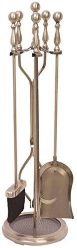 Rocky Mountain Goods Fireplace Tool Set 31” - Shovel, Brush, Poker, Tongs, Stand - Heavy Duty Tools with Decorative Finish - Ergonomic Ball Handles (Antique Brass)