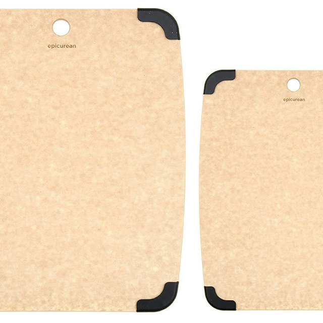 Epicurean New T-Line Non-Slip Meal Prep Premium Cutting Board for Kitchen, Bar, BBQ, Boat, RV – Natural Wood, Reversible, Eco-Friendly, NSF Approved, Made in USA (2 Board Combo Pack, Natural/Slate)