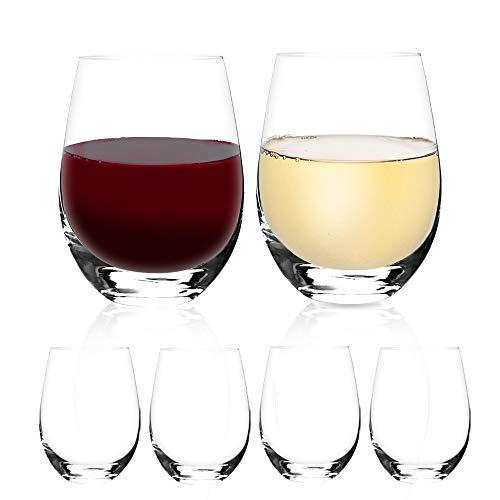 DESIGN•MASTER- Classic Stemless Wine Glasses, Lead-free Drinking Glasses, Ideal for Red and White Wine, Cocktail, Juice, Water, Kitchen Glassware, Beach, Wedding and Party Gifts. 18 OZ, Set of 6