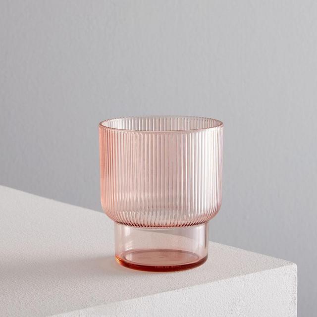 Fluted Acrylic Glassware, Double Old-Fashioned, Pink Grapefruit