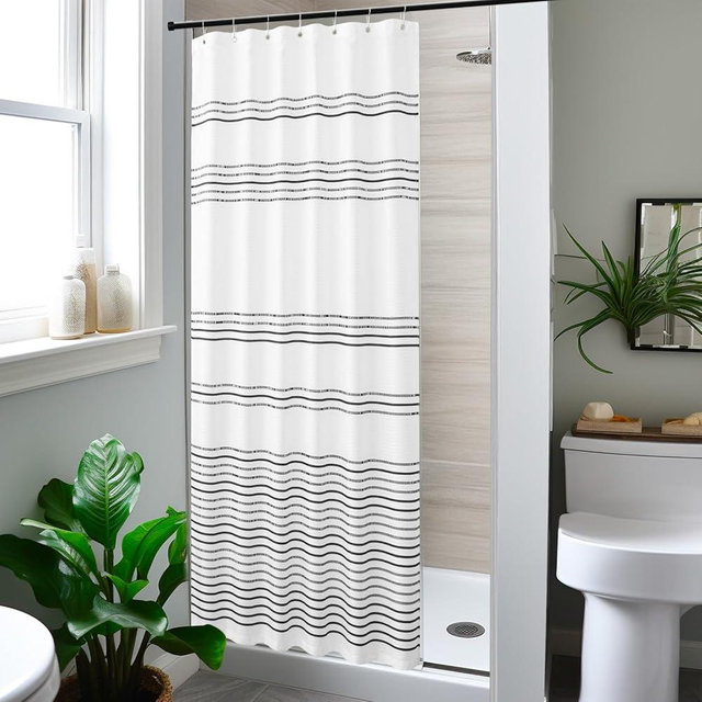jinchan Small Stall Shower Curtain 36x72 inches Fabric Shower Curtain Black and White Striped Shower Curtain for Bathroom with Hooks Waterproof Winter Shower Curtains Set Spa Bath Decor