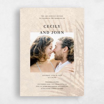 Beige Destination Wedding Invitation - Seabay Portrait