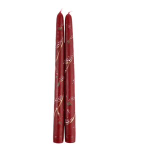 Festive Snowy Branches Taper Candles, Set of 2