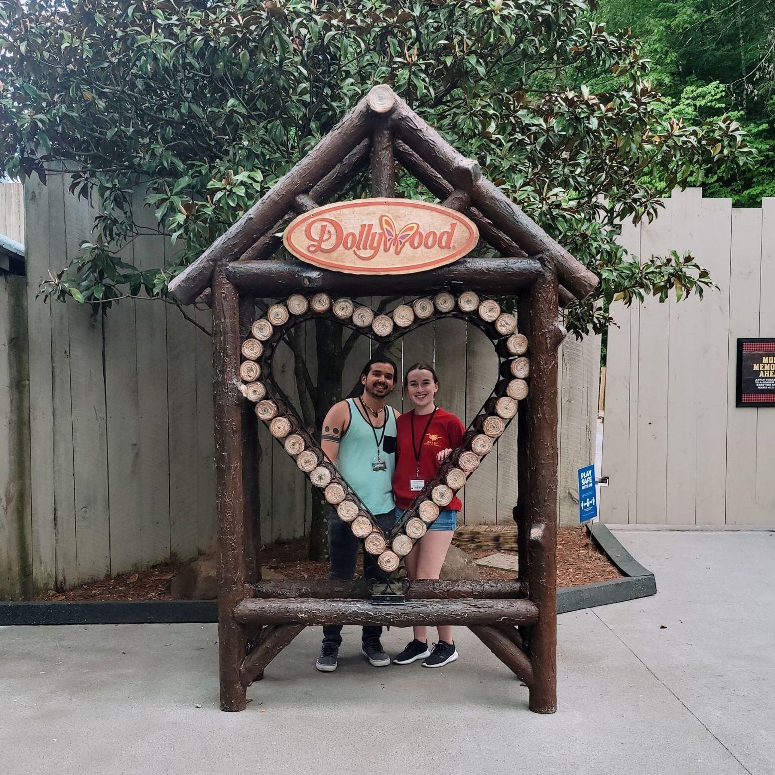 This photo was taken during our first trip to the Smoky Mountains as an engaged couple. I'm pretty sure we had JUST gotten off a roller coaster. - May 18, 2021