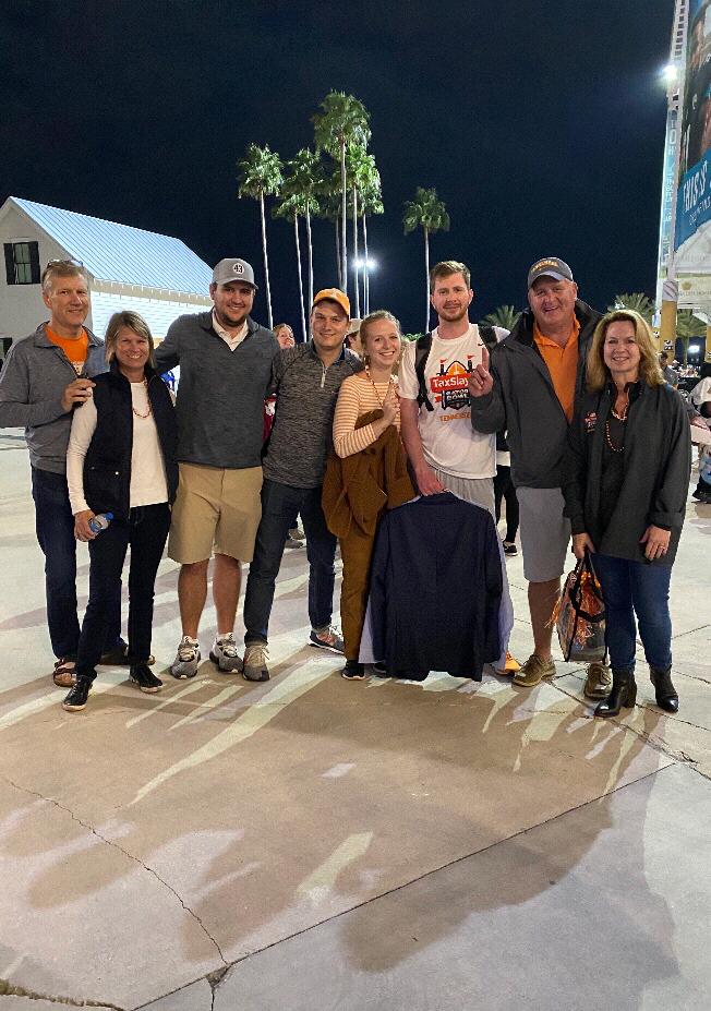 Both of the families cheering on Olivia’s Brother, Nick, winning his first bowl game as a coach!