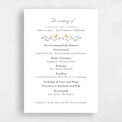 White Wedding Program - Papillon