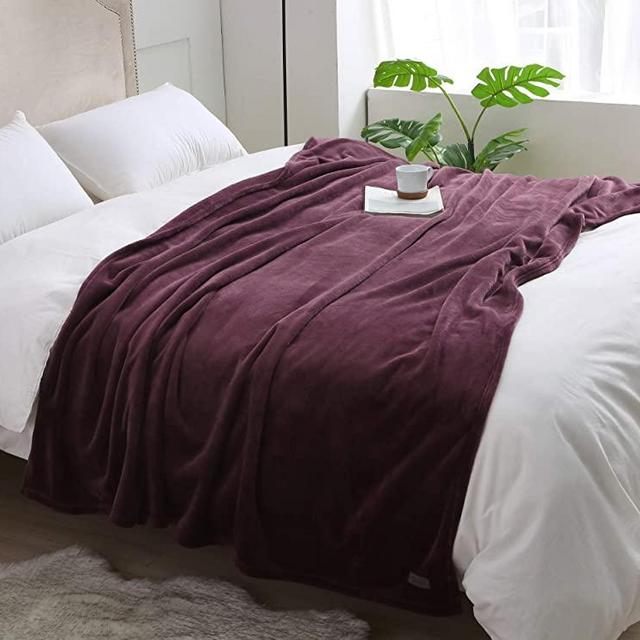 BEAUTEX Fleece Throw Blanket for Couch Sofa or Bed Throw Size, Soft Fuzzy Plush Blanket, Luxury Flannel Lap Blanket, Super Cozy and Comfy for All Seasons (Wine, 50" x 60")