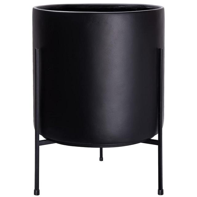D'vine Dev Modern Black Plants Pot Cylinder Planter with Heavy Duty Stand, XX-Large 16 Inch Pot, 22.8 Inch with Stand Height, 96-T-2-XXL