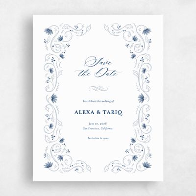 Gray, Grey Wedding Save the Date - Sabriel Portrait