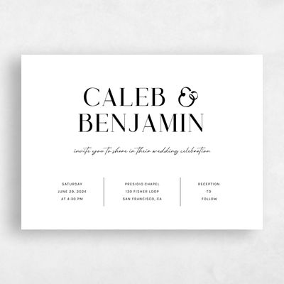 White Wedding Invitation - Latona Landscape
