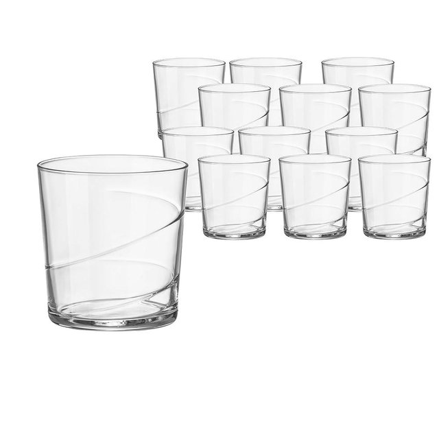 Bormioli Rocco Bodega Swirl Negroni Glasses - Set of 12, 12 Oz. Spiral Design Tumblers with Reinforced Secure Edge Rims - Durable Drinkware for Cocktails - Made in Italy, Dishwasher Safe