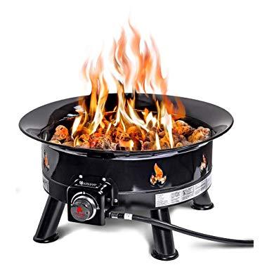 Outland Firebowl 883 Mega Outdoor Propane Gas Fire Pit with UV and Weather Resistant Durable Cover, 24-Inch Diameter 58,000 BTU