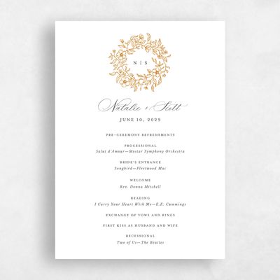 Ochre, Orange Wedding Program - Elaina