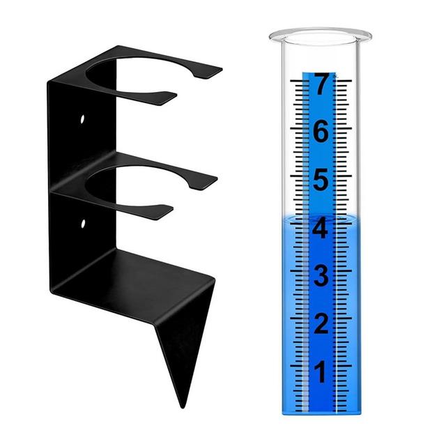 Timenued Rain Gauge Outdoor, 7" Capacity Rain Gauge Outdoors Best Rated with Stainless Steel Mounting Rack Holder, Freeze Proof Plastic Large Rain Gauge for Yard Garden Fence Lawn Patio Farm
