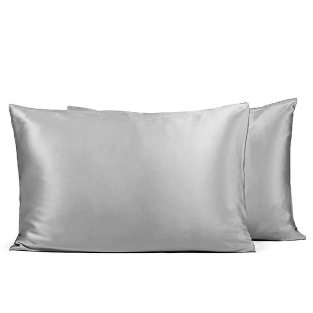 Fishers Finery 25mm 100% Pure Mulberry Silk Pillowcase 2 Pack, Good Housekeeping Winner (Gray, Queen 2 Pack)