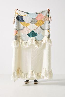 Hello Hydrangea Scalloped Knit Throw Blanket